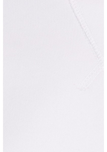 Kadın Oversize Geniş Kesim %100 Pamuk Basic Beyaz Bisiklet Yaka Sweatshirt