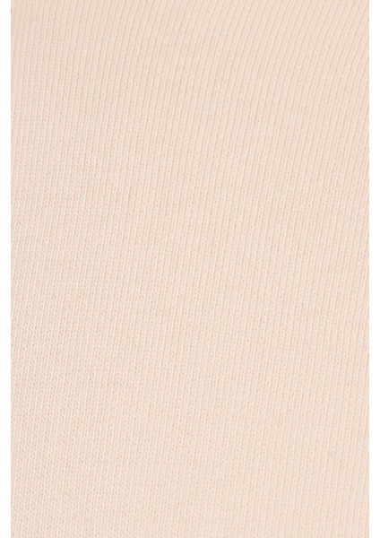 Kadın Relax Fit Rahat Kesim Pamuklu Içi Polarlı Yarım Fermuarlı Ekru Dik Yaka Sweatshirt