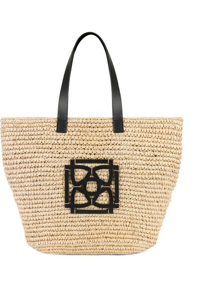 Kadın Bej Deri Detaylı Hasır Omuz Çantası