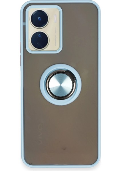 Vivo Y16 Kılıf Yüzüklü ve Transparan Buğulu Şık Frosta Premium Silikon Kapak