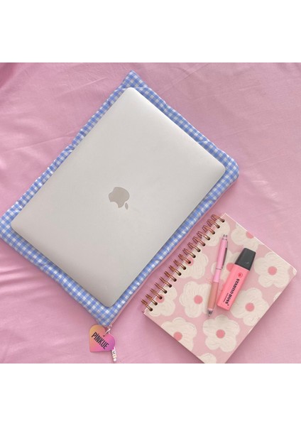 Mavi-Beyaz Pötikare Kurdele Detaylı Laptop Çantası Tablet Kılıfı (11 • 13 • 16 Inç Seçenekli) indirimleri