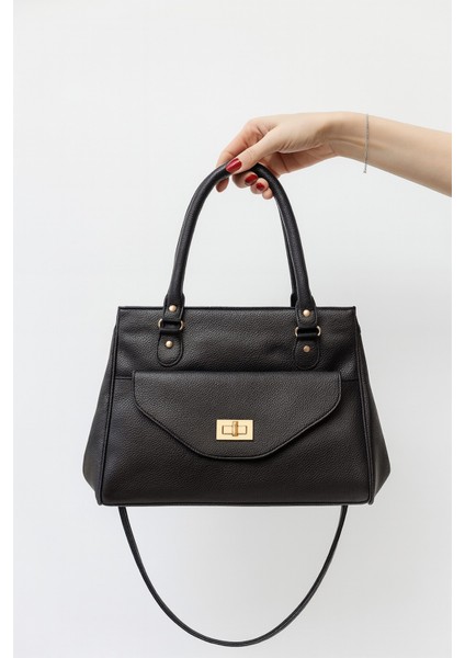 Bellera Ventese Siyah Çok Bölmeli Fermuarlı Tokalı Kadın El Kol ve Omuz Çantası modelleri