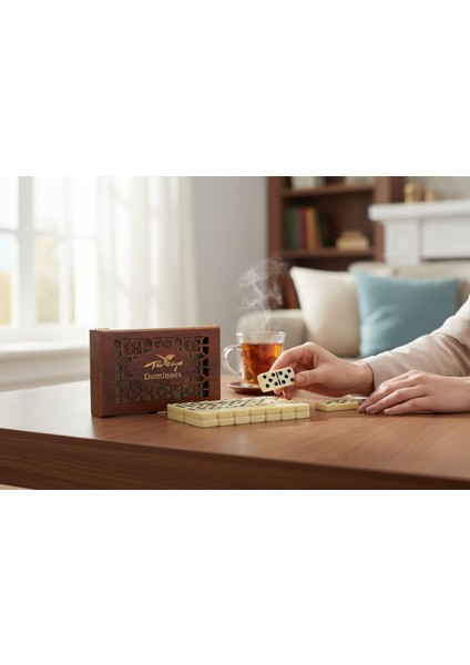 Lüks Ahşap Kutulu Türkiye Logolu Premium Domino Seti 28 Parça 6 Çift Aile Oyunu Yeni Yıl Hediyesi -B fiyatları