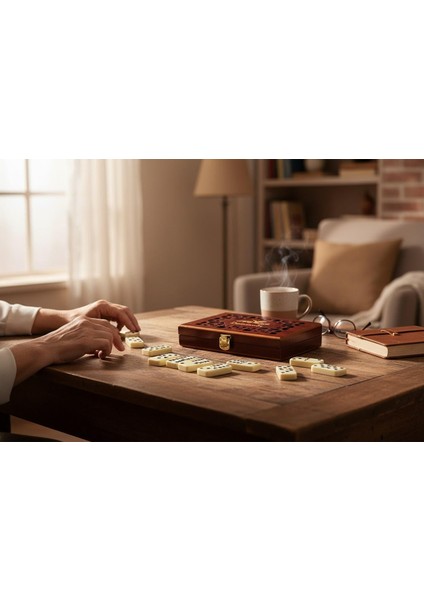 Lüks Ahşap Kutulu Türkiye Logolu Premium Domino Seti 28 Parça 6 Çift Aile Oyunu Yeni Yıl Hediyesi -B modelleri