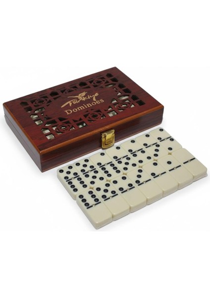 Lüks Ahşap Kutulu Türkiye Logolu Premium Domino Seti 28 Parça 6 Çift Aile Oyunu Yeni Yıl Hediyesi -B fırsatları