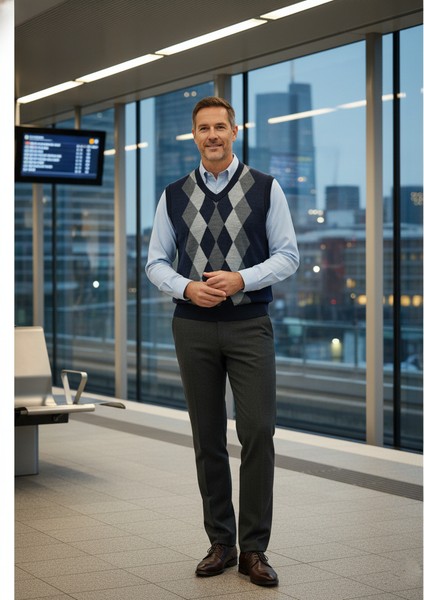 Erkek Kışlık Süveter Rahat Kesim Triko Dokuma V Yaka Klasik Baklava Desenli indirimleri