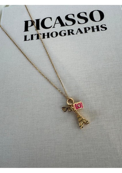 316L Çelik Gold Renk Eyfel Kulesi Fotoğraf Makinesi Figür Charm Model Kadın Kolye fırsatları