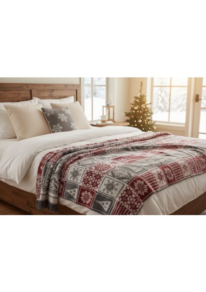 Tek Kişilik Pamuklu Çift Taraflı Battaniye / Yılbaşı Temalı Tv Battaniyesi fiyatları