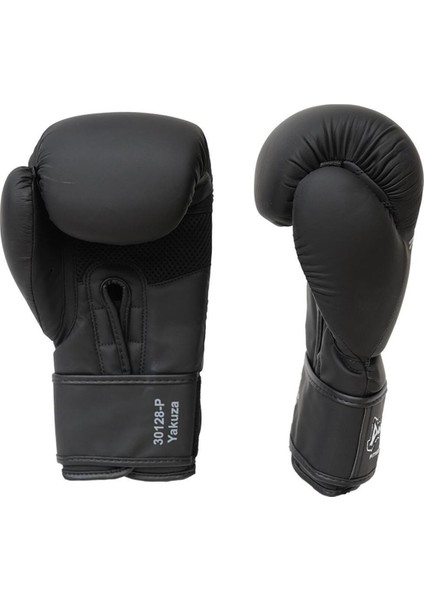 Siyah 30128-P Yakuza Kick Boks Eldiveni, Muay Thai Boxing Gloves Suni Deri