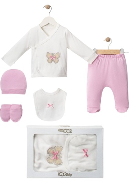 Kutulu 5 Parça Hastane Çıkışı Kelebek Zıbın Takımı 0-3 Ay Hastane Çıkış Seti fiyatları