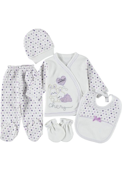 0-3 Aylık 5 Li Tavşan Nakışlı Zıbın Seti Hastane Çıkış Seti %100 Pamuklu fiyatları