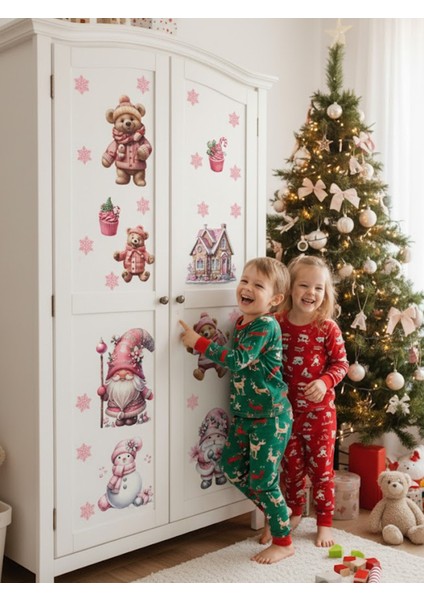 Hoşgeldin 2026 Ayıcık, Pembe Gnome ve Kardan Adam Sticker Seti - Yılbaşı Kapı Dolap Duvar ve Cam Dekoru indirimleri