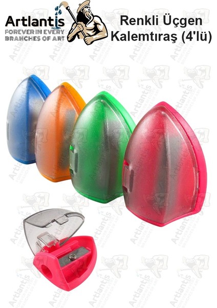 Kalemtraş 4 Adet Hazneli Standart Kalem Açacağı Plastik Kalemtıraş Fixpoint P-6027 Kalem Traş