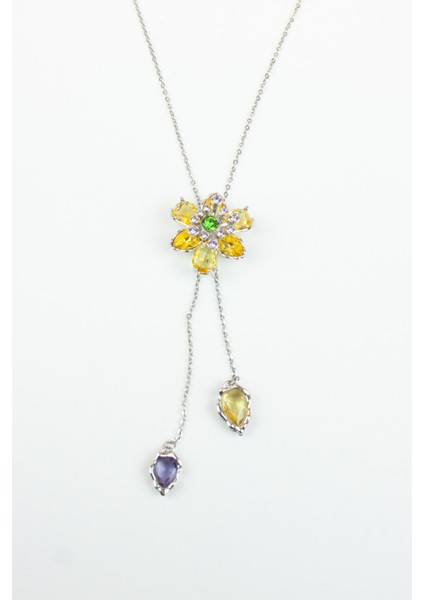 Kristal Taşlı Çiçek Figür Asansör Çelik Kolye fırsatları