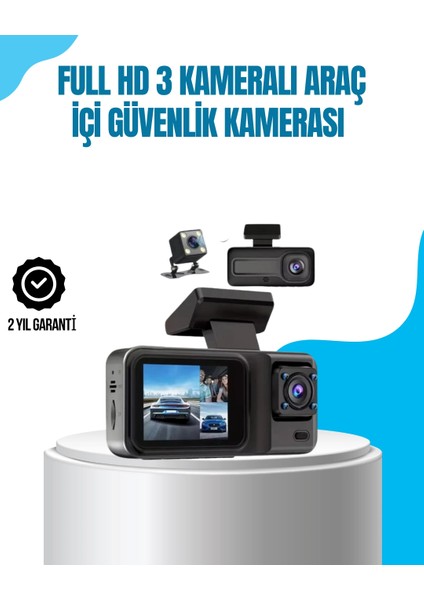 Bfs 3 Kameralı Araç Içi Kayıt Cihazı 1080P Full Hd Gece Görüşlü ve Wi-Fi Bağlantılı