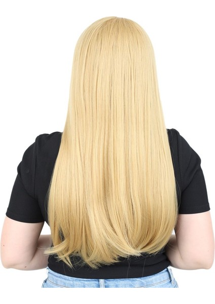 Fiber Sentetik Uzun Düz Peruk / Sarı fırsatları
