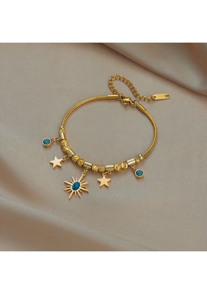 316L Titanyum Paslanmaz Çelik Mavi Kutup Yıldızı Bileklik fiyatları