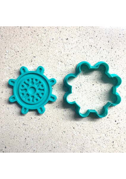 Dümen Tekerleği Kurabiye Kalıbı ve Damga Seti | Denizcilik, Macera Temalı Parti | Şeker Hamuru, Kil Şekillendirici