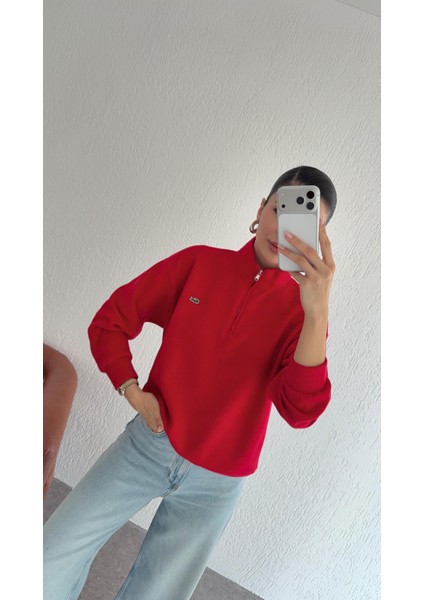 Fermuarlı Kırmızı Selanik Sweat modelleri