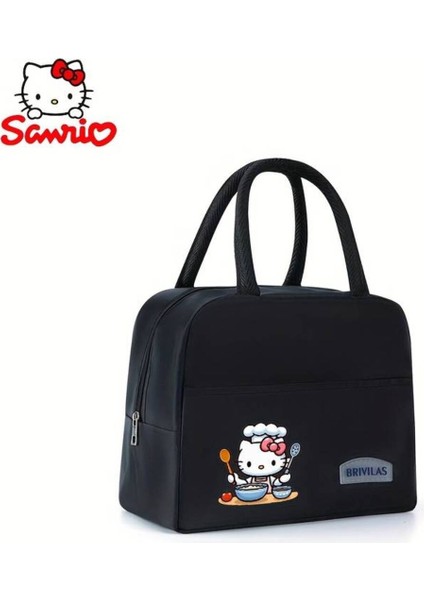 Beslenme Çantası Hello Kitty Figürlü Siyah Renk Izoleli Sıcak Soğuk Koruma Hafif (22*18CM) AD20064