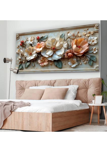 Kabartma Görünümlü Renkli Çiçekler Kanvas Tablo, Ev Dekoru, Salon Tablosu fiyatları