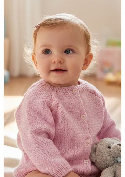 1-2 Yaş Örgü Kız Bebek Hırkası