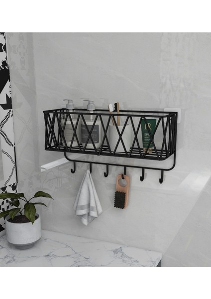 Şık Siyah Metal Çok Amaçlı Mutfak ve Banyo Rafı, Dekoratif ve Kullanışlı Tasarım fiyatları