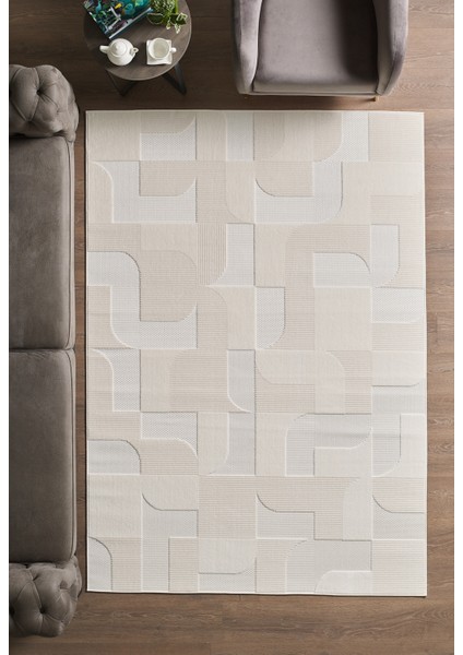 Modern Şık Tasarımlı Sisal Salon Oturma Odası Yolluk Krem Halı