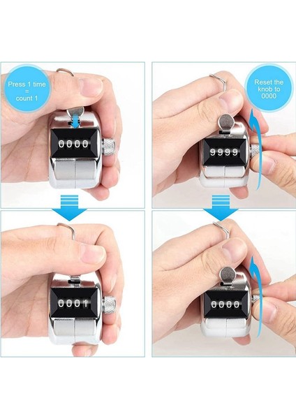 2 Paket Metal El Sayacı Dört Haneli Sayacı Kordon Gümüş Sayacı ile Tıklama Sayacı El Tipi Tıklama Sayacı (Yurt Dışından) fırsatları