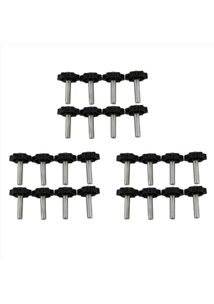 24 Adet Siyah Yedek Parça M8 x 30MM Erkek Dişli Tırtıllı Kavrama Yıldızı Düğmesi (Yurt Dışından)