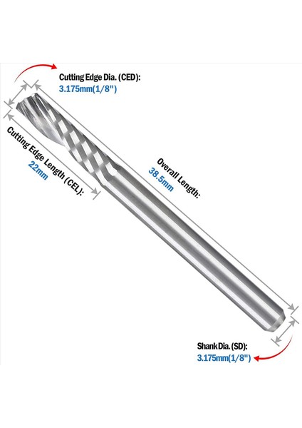 10PCS 3 175MM Shank Dia 10 Paket Cnc Yönlendirici Bitleri ile Çift Kenarlı Bit 1/8inch Şaft Spiral Uyuklama Yönlendirici Bit (Yurt Dışından) fırsatları