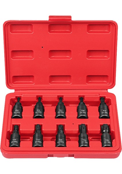 10 Adet Bit Soket Seti Torx Hex Sping Yıldız Bitleri T20-T60 Premium Cr-Mo Çelik 3/8 Inç Sürücü Geliştirilmiş Depolama (Yurt Dışından)