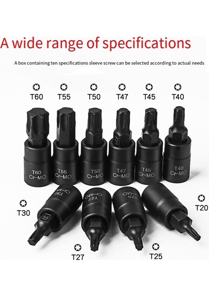 10 Adet Bit Soket Seti Torx Hex Sping Yıldız Bitleri T20-T60 Premium Cr-Mo Çelik 3/8 Inç Sürücü Geliştirilmiş Depolama (Yurt Dışından) fiyatları