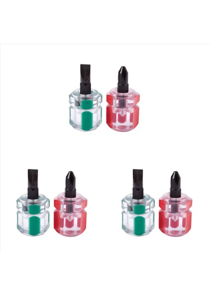 6 Pcs Düz Phillips Tornavida Mini Vidalı Kısa Küçük Bölünmüş Onarım Araçları Kit Set Yeşil+Kırmızı (Yurt Dışından)