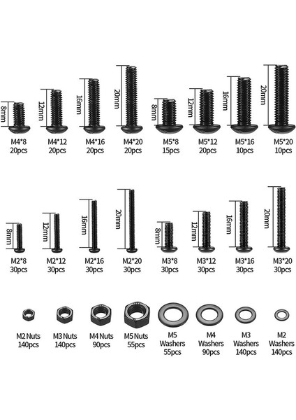 1225 Pcs Hex Düğmesi Soket Baş Kapak Vidaları Cıvatalar Fındık Düz Yıkayıcılar Çiftlik Kiti Makine Vidaları ve Fındık (Yurt Dışından) modelleri