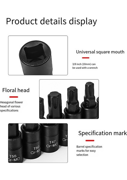 10 Adet Bit Soket Seti Torx Hex Sping Yıldız Bitleri T20-T60 Premium Cr-Mo Çelik 3/8 Inç Sürücü Geliştirilmiş Depolama (Yurt Dışından) modelleri