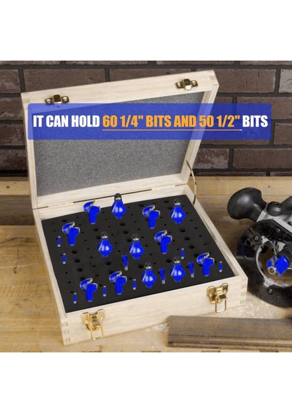 110 Delik Yönlendirici Bit Tepsisi Depolama Tutucu 1/4inch 1/2inch Shank Freze Kesiciler Brill Bits Organizatör (Yurt Dışından) fiyatları