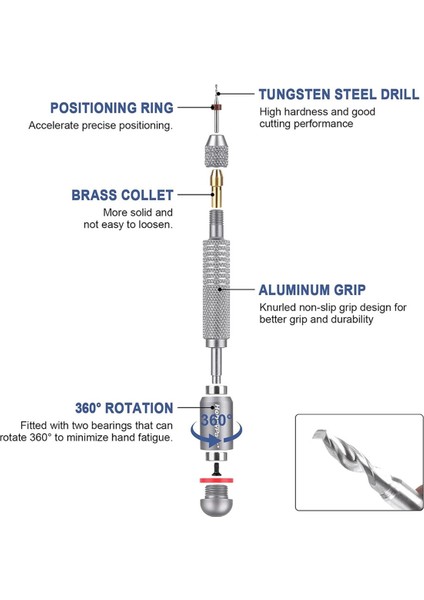 El Matkap Bitleri Seti - 10 Pcs Metal Mini Pin Vise El Matkap Bitleri ve 10 Pcs Mücevher Yapma Oyma (Yurt Dışından) fiyatları