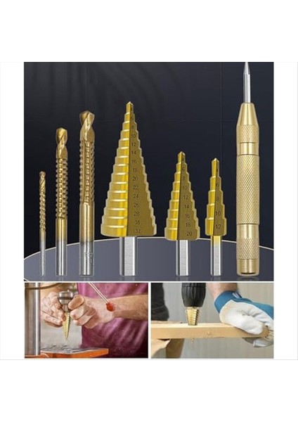 7pcs Adım Matkap Groove Testere Matkap Seti Groove Testere Matkapı Matkap Bitleri Yukarı Çıkar Spiral Koni Etki Matkapı Için Bitler Aşağı Çıktı (Yurt Dışından) fiyatları