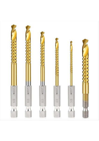 6pcs Titanyum Kaplamalı Hss Twist Matkap Bitler 3-8mm Hex Shank Tutuklu Kesme Matkap Bitsi Spiral Testere Matkap Bit (Yurt Dışından)