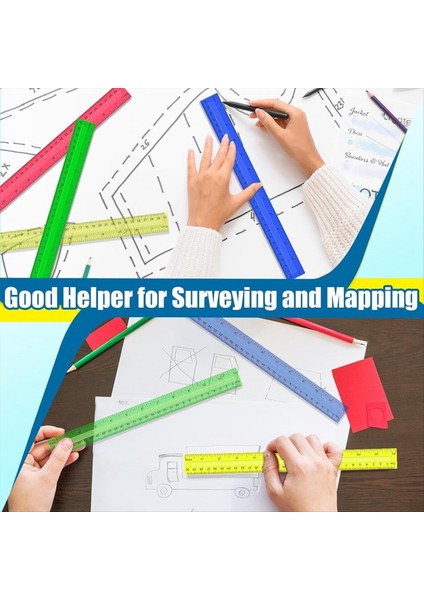12 Inç Plastik Cetveller 32 Adet Şeffaf Çeşitli Renk Metrik Dökme Yöneticiler Inç Santimetre Milimetre (Yurt Dışından) indirimleri