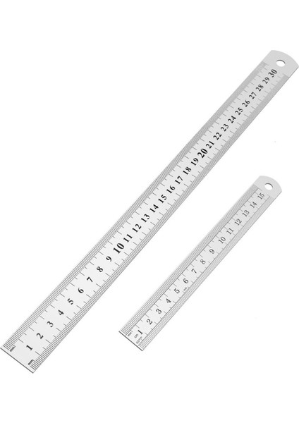 2x Paslanmaz Çelik Cetvel 12 Inç + 6 Inç Metal Cetveller (Yurt Dışından) fiyatları