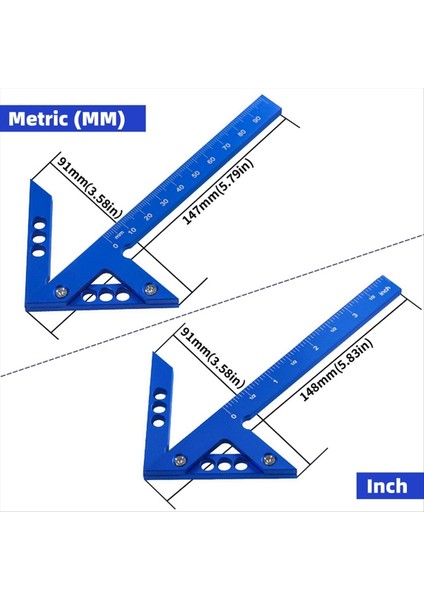 Center Scribe Ölçüm Aracı Ahşap Çizgisi Kalibreler Göstergesi 45/90 Derece Dik Açılı Çizgi Gösterge Carpenter Cetvel Inch (Yurt Dışından)