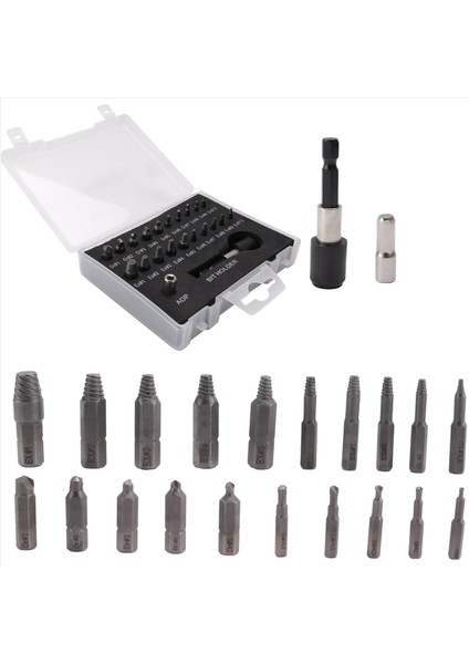 Hasarlı Vida Çıkarıcı Seti 22 Adet Soyulmuş Vida Çıkarıcı Kiti Bit ve Soket Adaptörü ile Hss Kırık Vida Sökücü Seti (Yurt Dışından) modelleri