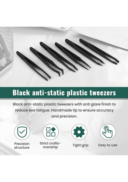 6pcs Hassas Cımbız Seti Plastik Anti -Statik Araç Kiti Boyutu 1/2/3/5/6/8 Her Biri (Siyah) (Yurt Dışından) indirimleri