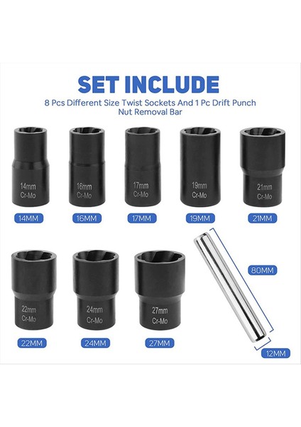 9 Adet Somun Somun Çıkarıcı Hasarlı Eksik Vidalı Somun Çıkarıcı Kırık Tel Çıkarıcı (Yurt Dışından) fiyatları