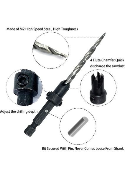 5pcs Ahşap Counkink Matkap Bit Seti 2 Adet Sayaç Platin Yerine Yedekleme Konik Matkap Ucu Delme Pilot Deliği (Yurt Dışından) indirimleri
