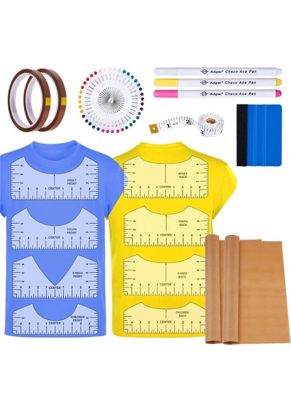 18 Adet Süblimasyon Aksesuarları Tişört Cetvel Kılavuzu Vinil Hizalama Aracı Isı Pres Tabaka Çubuk Isıya Dayanıklı Bant (Yurt Dışından)