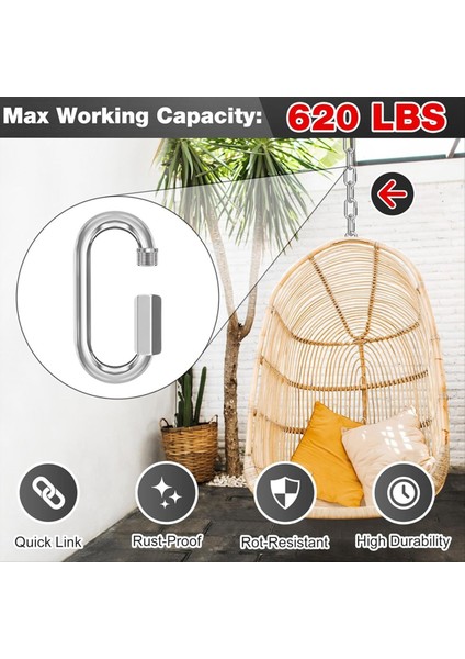 M6-20PCS Hızlı Bağlantılar Zincir Konektörler 1/4in Galvanizli Zincir Kilitleme Karabinacılar Kancaları 620LBS Ağır Yorum Iplik Klipleri (Yurt Dışından) fırsatları