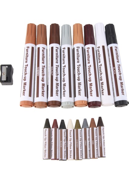 Mobilya Onarım Kiti Ahşap Işaretçiler - 17 Işaretler Seti - Kara Zemberi Ahşap Zeminler Için Kaleme Kişili Markalar ve Balmumu Çubukları (Yurt Dışından)